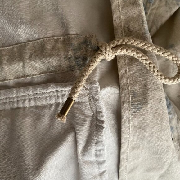 Chaps RL cream blue floral military jacket L 100% cotton safari 90s canvas - Picture 5 of 16